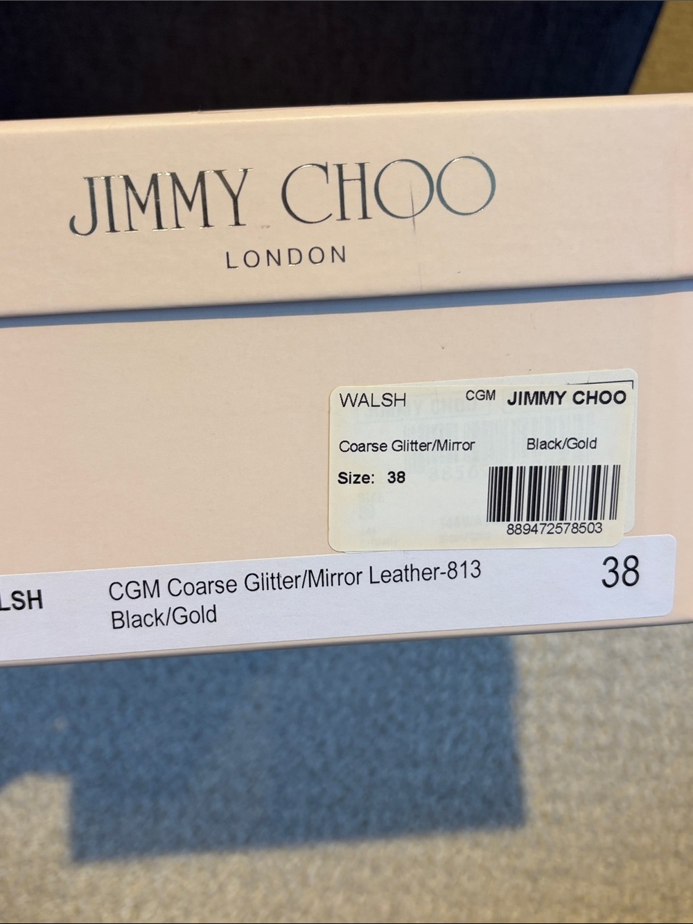Jimmy Choo Walsh Black and Gold Glitter Ballet Flats - Picture 7 of 7